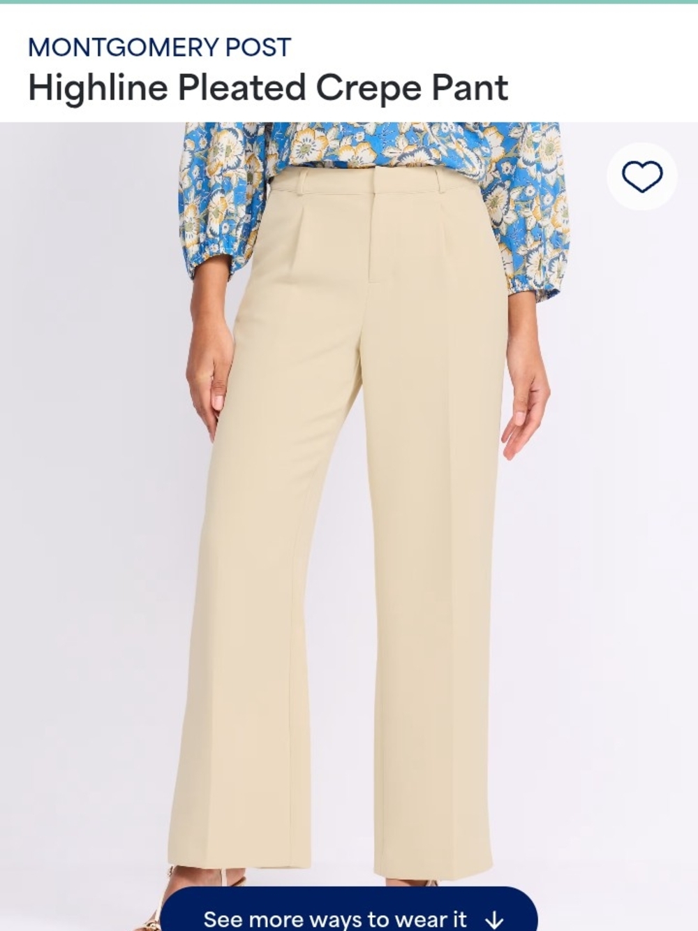 Highline Pleated Crepe Pant — Cream